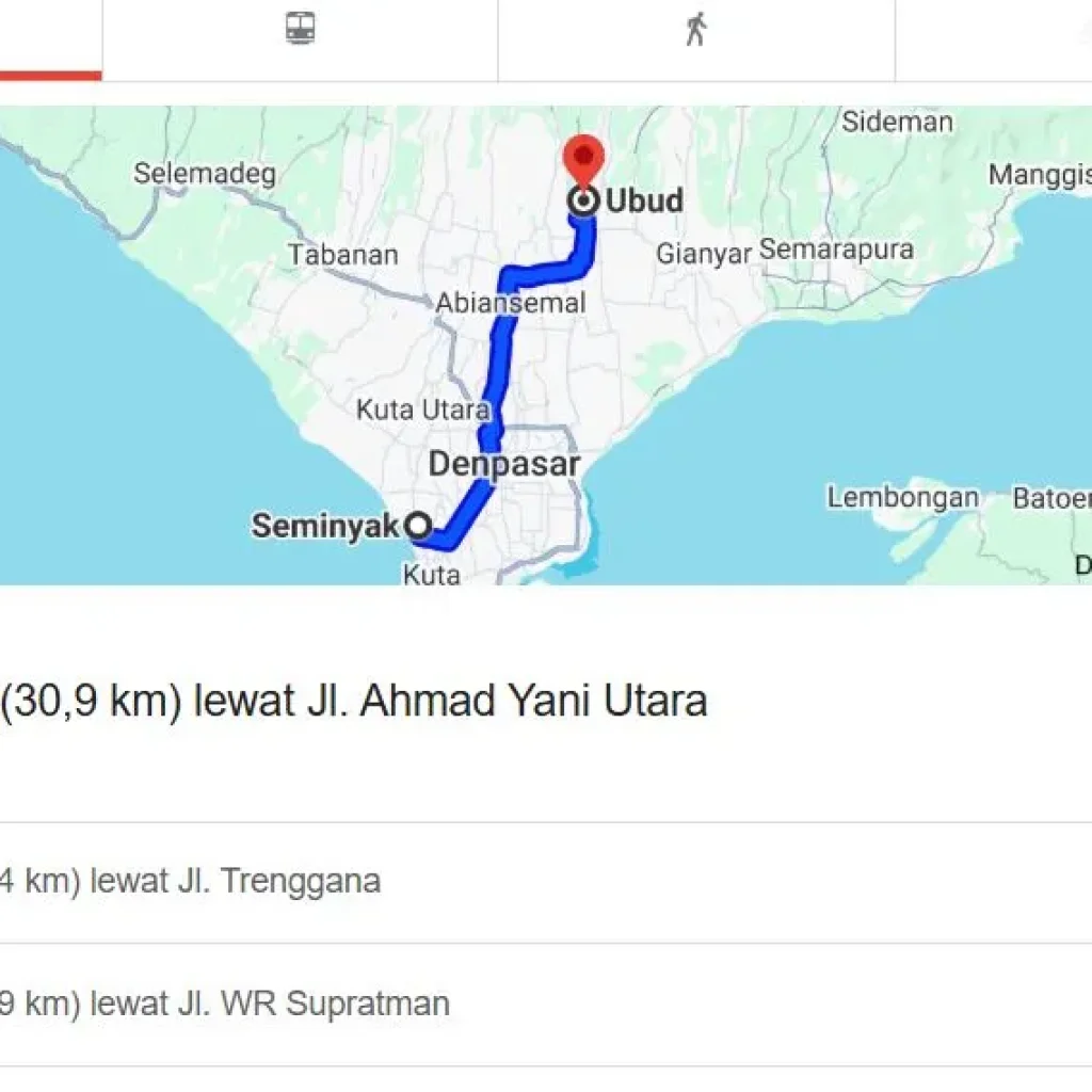distance from seminyak to ubud​