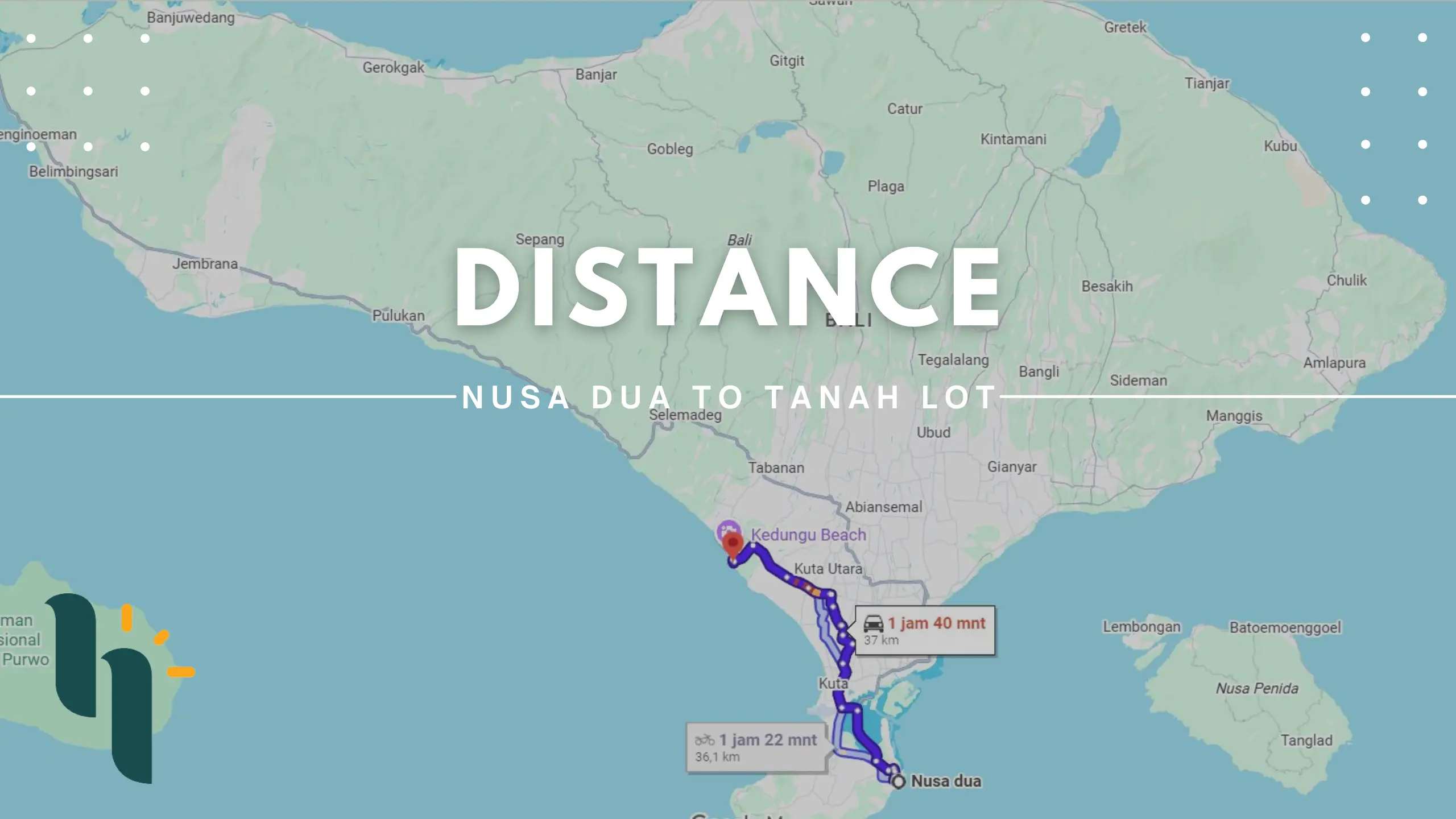 Nusa Dua to Tanah lot Distance